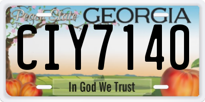 GA license plate CIY7140