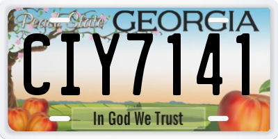 GA license plate CIY7141