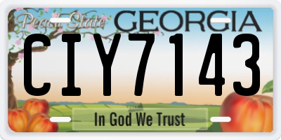 GA license plate CIY7143