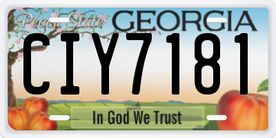 GA license plate CIY7181