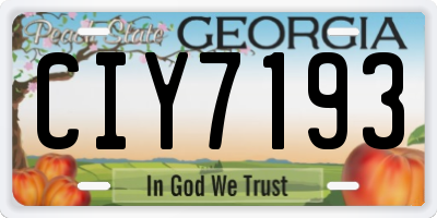 GA license plate CIY7193
