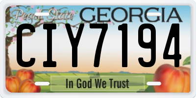 GA license plate CIY7194