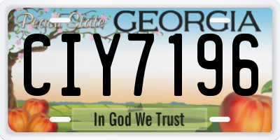 GA license plate CIY7196