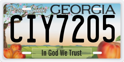 GA license plate CIY7205