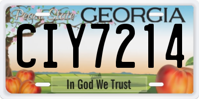 GA license plate CIY7214