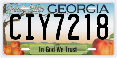 GA license plate CIY7218