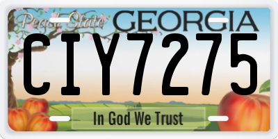 GA license plate CIY7275
