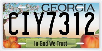 GA license plate CIY7312