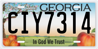 GA license plate CIY7314