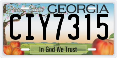 GA license plate CIY7315