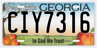 GA license plate CIY7316