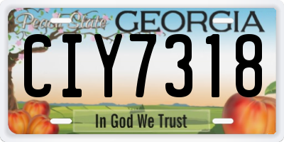 GA license plate CIY7318