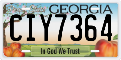 GA license plate CIY7364