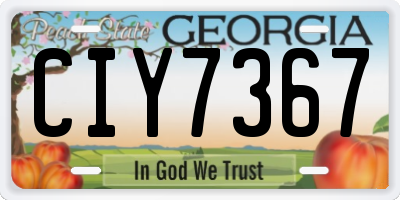 GA license plate CIY7367