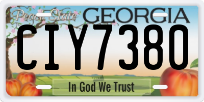 GA license plate CIY7380