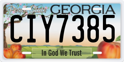 GA license plate CIY7385