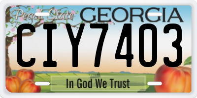 GA license plate CIY7403