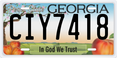 GA license plate CIY7418