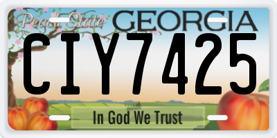 GA license plate CIY7425