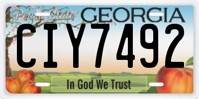 GA license plate CIY7492