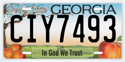 GA license plate CIY7493