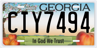 GA license plate CIY7494