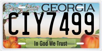 GA license plate CIY7499