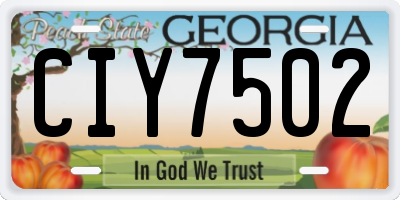 GA license plate CIY7502