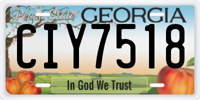 GA license plate CIY7518