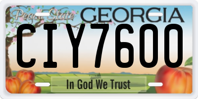 GA license plate CIY7600