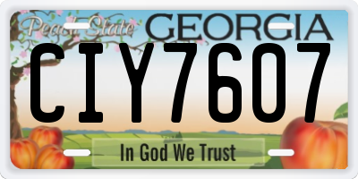 GA license plate CIY7607