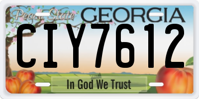 GA license plate CIY7612