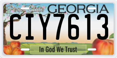GA license plate CIY7613