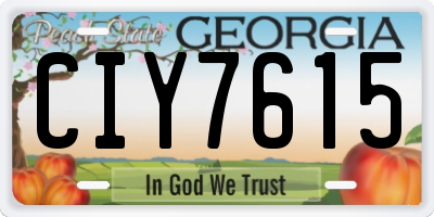 GA license plate CIY7615
