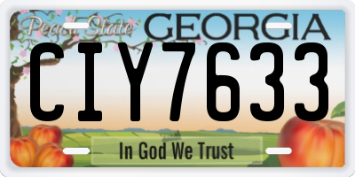 GA license plate CIY7633