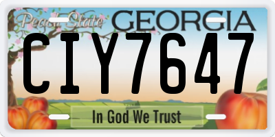 GA license plate CIY7647