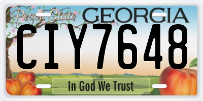 GA license plate CIY7648