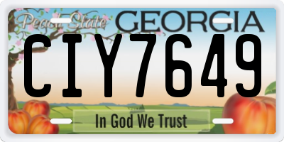 GA license plate CIY7649