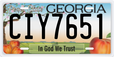 GA license plate CIY7651