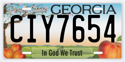 GA license plate CIY7654