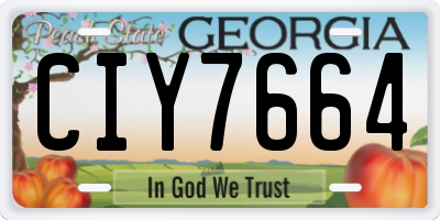 GA license plate CIY7664