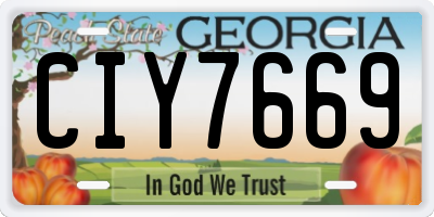 GA license plate CIY7669