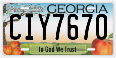 GA license plate CIY7670