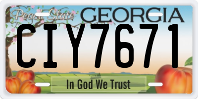 GA license plate CIY7671