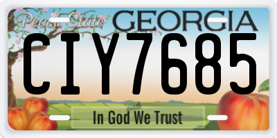 GA license plate CIY7685
