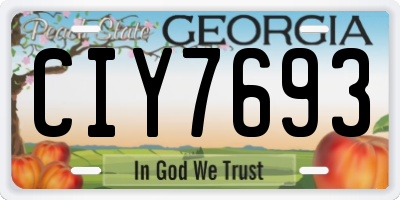 GA license plate CIY7693