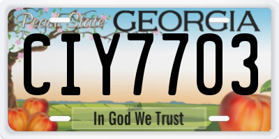 GA license plate CIY7703