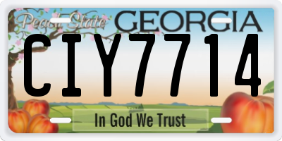 GA license plate CIY7714