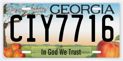 GA license plate CIY7716