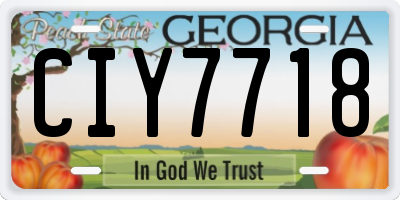 GA license plate CIY7718